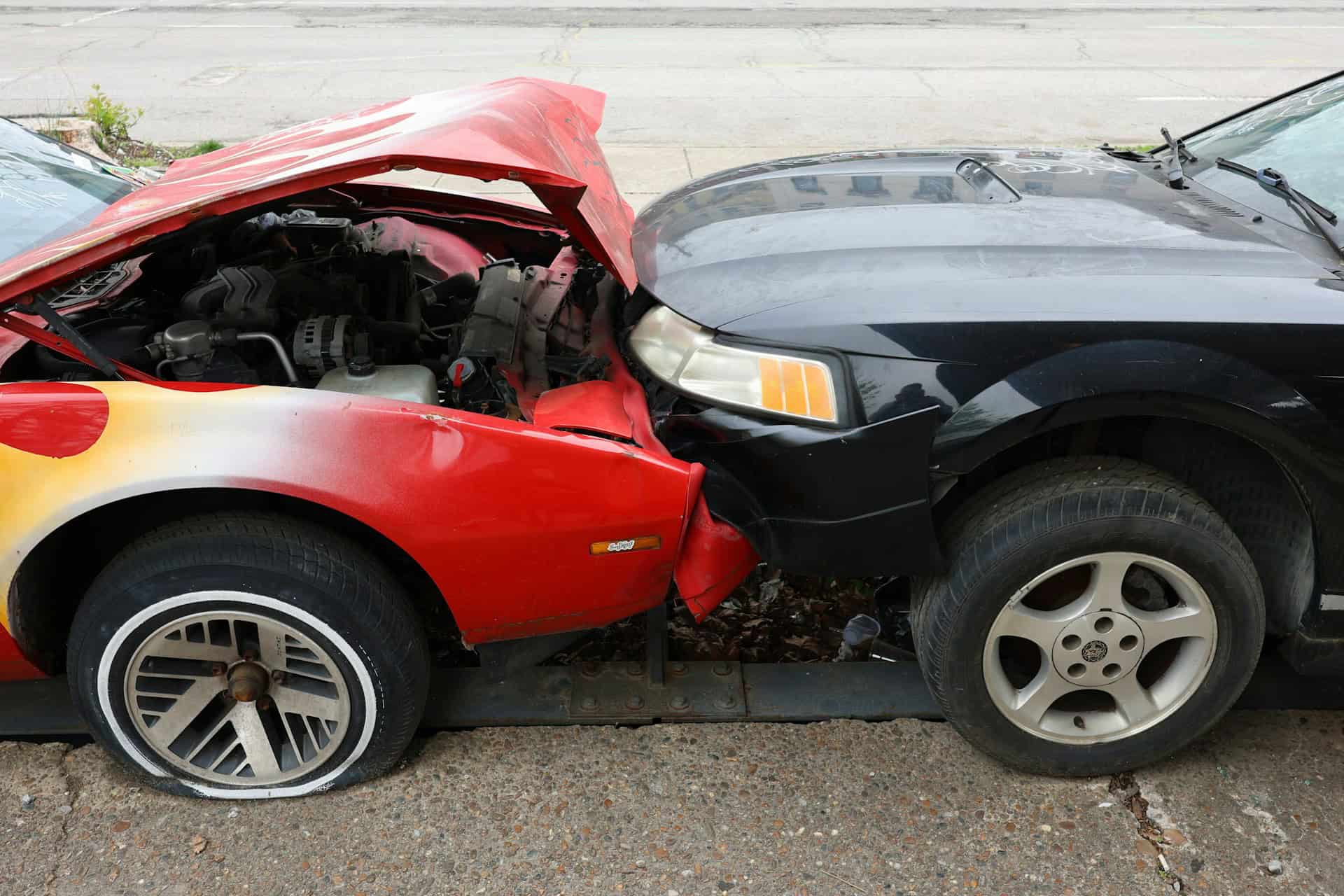 Damaged car after an accident, highlighting the need for legal support from a car accident lawyer.